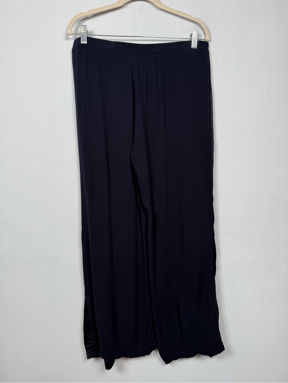 Soft Surroundings Rue De Luxe Wide Leg Pants Navy Satin Accent size M - Picture 6 of 13